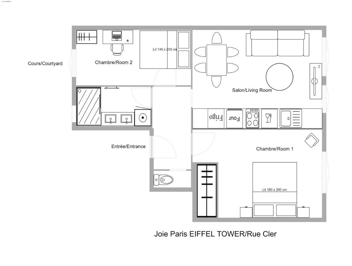 Ferienwohnung Architect Flat Tour Eiffel/Rue cler Paris Exterior foto